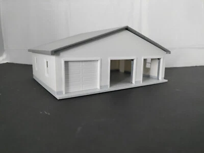 1:64 Scale - White 3 Car Garage with Opened and Closed Garage Door - 3D Printed - Image 1 of 4