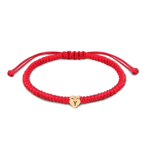 Initial Bracelet Gold Heart Love Charm Initial Bracelet Red Initial Y Letter Bra - Picture 1 of 6