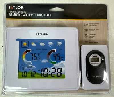 Taylor Wireless Weather Station with Barometer -Indoor/Outdoor Temps- Model 1513 - Image 1 of 4