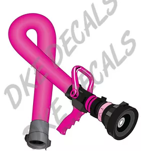 FIREFIGHTER HELMET DECALS - Breast Cancer Awareness Hose Ribbon Pink reflective - Picture 1 of 3