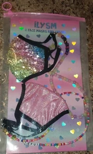Danbar Global ILYSM 2 Face Masks & Chains For Ages 3+ Absolutely Adorable 💖✨️ - Picture 1 of 21