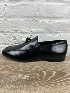 H by Hudson Black Bolton Tassel Dress Shoes Slip On Pointed Leather 243003 US 12