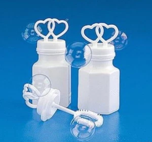 100 DOUBLE HEART BOTTLES BUBBLE BUBBLES WEDDING PARTY FAVORS FAST  SHIPPING  - Picture 1 of 1