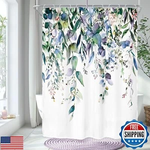 Riyidecor Extra Long Navy Eucalyptus Shower Curtain for Bathroom Decor 54Wx78 - Picture 1 of 5