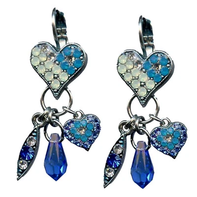 Pendientes Mariana Colgantes Corazón Dijes Ópalo Azul Caribe, Azul Real, Transparente... Foto 1 de 3