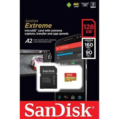 SanDisk Extreme A2 128GB MicroSDXC UHS-I up 190MB/s Memory Card - Free Shipping! - Image 1 of 3