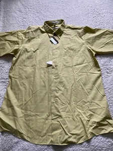 Geoffrey Beene Men Button-Down Short Sleeve Shirt Quick Dry Mustard Size 19 Tall - Picture 1 of 11