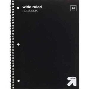 Wide Ruled Black 1 Subject Flexible Plastic Cover Spiral Notebook - up & up - Picture 1 of 2