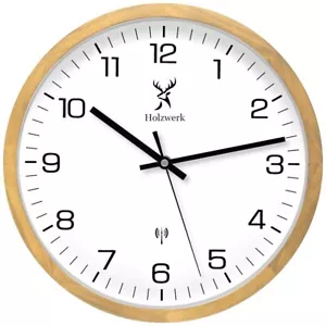 Holzwerk ARNSBURG (FUNK) Holz Wanduhr, moderne 30 cm Ø Designer Funkwanduhr - Bild 1 von 7