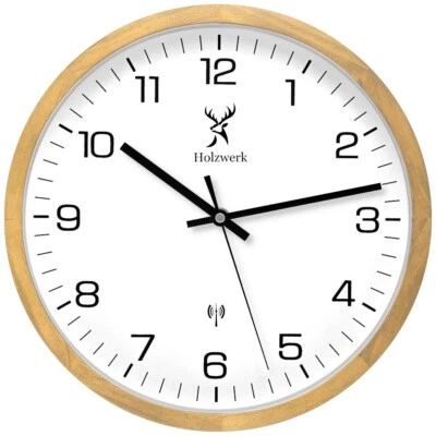 Holzwerk ARNSBURG (FUNK) Holz Wanduhr, moderne 30 cm Ø Designer Funkwanduhr - Bild 1 von 4