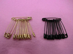12 SPILLE DI SICUREZZA ORO / NERO N°3 LUNGHEZZA cm 4,6 - Picture 1 of 3