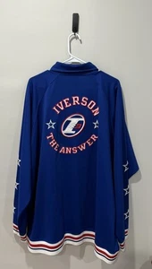 Reebok Allen Iverson The Answer Warm Up Jacket I3 Button Up Size 2XL XXL Blue - Picture 1 of 5