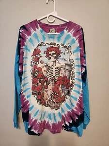 VTG Grateful Dead Tie Die T-Shirt Liquid Blue 1995 Long Sleeve XL rare Free ship - Picture 1 of 16