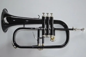 Unikat schwarz Bb Flügelhorn Messing Glocke Qualitätsinstrument Profi mit Koffer - Bild 1 von 7