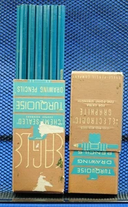 Vintage Eagle Turquoise 2H PENCILS FULL BOX OF 12 UNUSED NOS 1 - Picture 1 of 1