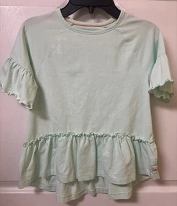 RuffleButts Girls Size 8 Mint Green Ruffle Hem Top Shirt 95% Cotton Stretchy - Picture 1 of 7