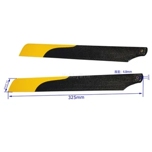 325mm Carbon Main Blades Black +Yellow for 450 Class RC Helicopter Hobby Parts - Picture 1 of 8