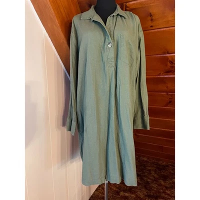 Old Navy Linen Blend Olive Green 3/4 Sleeve Shirt Dress sz XL  - Image 1 of 4