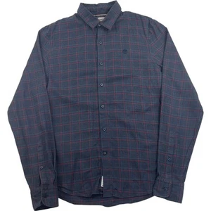 Timberland Slim Fit Checkered Button-Up Plaid Long Sleeve Shirt Blue Mens S - Picture 1 of 6