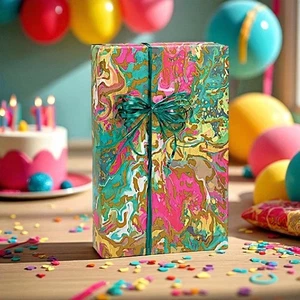 MARBLE SPLASH Print Design 24" Gift WRAPPING Paper Choose Length Amount - Picture 1 of 2