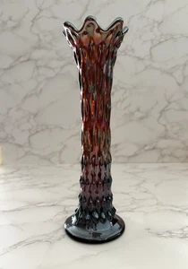 Jarrón rústico oscilante vintage de vidrio Fenton Carnival - Imagen 1 de 8