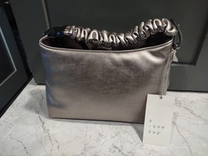 A New Day Small Crossbody Bag Gray Convertible Decorative Silver Strap New Tags - Bild 1 von 5