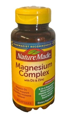 Complejo de Magnesio Nature Made con D3 y Zinc 90 Cápsulas Exp 11/2026 Foto 1 de 3