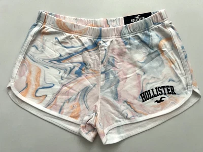 Pantalones Cortos para Mujer Hollister Rosa Naranja Azul Mármol Tie-Dye Logo Dobladillo Curvo Foto 1 de 4