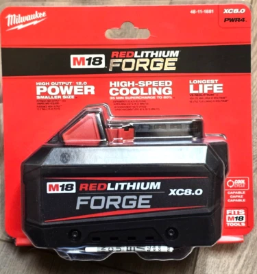 Milwaukee M18 Red Lithium FORGE XC8.0 HIGH OUTPUT Battery Pack #48-11-1881 Foto 1 de 2