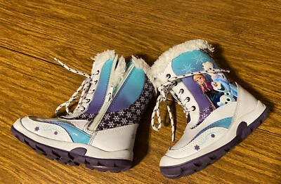 BOTAS DE NEVE FROZEN DISNEY GIRLS TAMANHO 10 EUR 27.5 BOTAS DE NEVE PERFEITAMENTE QUENTES - Imagem 1 de 4