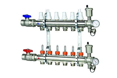 7 vie collettore per impianto riscaldamento a pavimento radiante  sottopavimento - Immagine 1 di 4