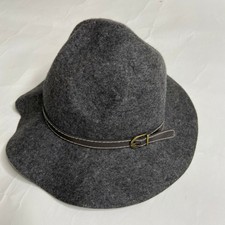 Steve Madden Gray 100% Wool floppy hat Women leather belt