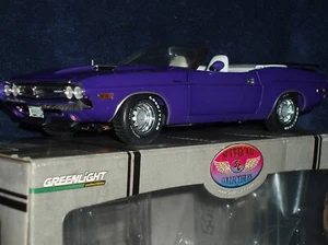 EARLY GREENLIGHT 1971 DODGE CHALLENGER CONVERTABLE 1/18 PURPLE/WHITE w BOX - Picture 1 of 13