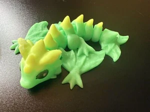 Articulated Baby Dragon Wyvern 5 inch Green and Yellow - Picture 1 of 3
