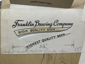 EARLY RARE 1ST BRANDING FRANKLIN BREWING Co. Inc. Wilkes- Barre PA ADVERTISING 1 - Picture 1 of 2