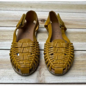 Zara Baby Little Girls 2T Yellow Leather Braided Huaraches Sandals - Picture 1 of 9