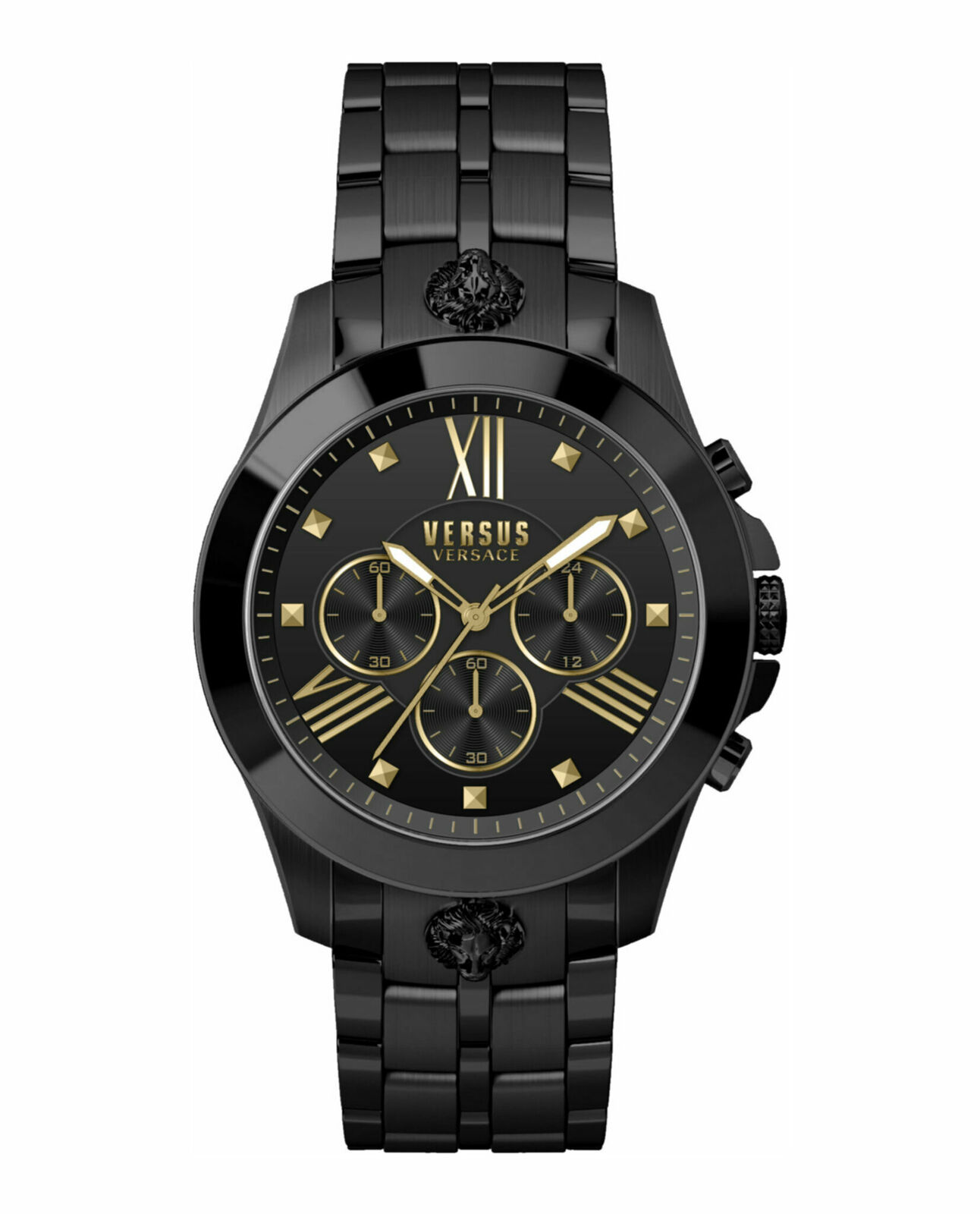 Versus Versace Mens Black 44 mm Chrono Lion Watch 