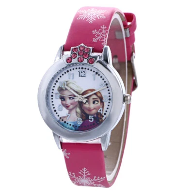 Cartoon Cute Princess Crystal Children Watch Boy Girl Leather Wristwatch Gift - image 1 of 4