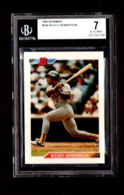 1992 Bowman RICKEY HENDERSON #166  BGS graded 7 NEAR MINT - Image 1 of 2