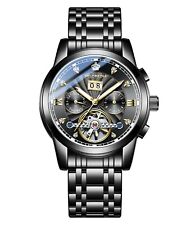 Casual Men's Mult-functional Day Self-wind Mechanical Watch Silver-black