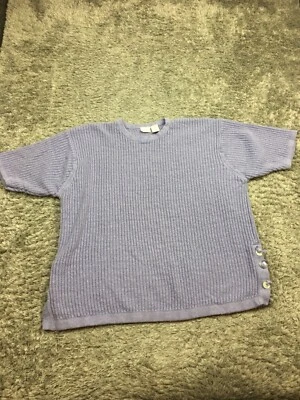 Top Cherokee Ramie Acrílico Mujer Talla 2X 22W/24W Púrpura Manga Corta Botón Foto 1 de 4