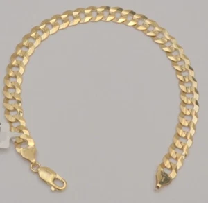 Gold chain 10k solid yellow cuban curb link bracelet 8.25 in 7.6 mm 11.3 gr - Picture 1 of 5