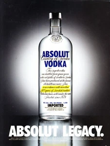 ABSOLUT LEGACY VODKA  AD 2001 VERY RARE OUT OF PRINT BACK COVER WEAR - Picture 1 of 1