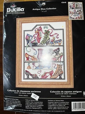 BUCILLA Antique Shoe Collection Counted Cross Stitch Kit -open, But Not Started - Image 1 of 2