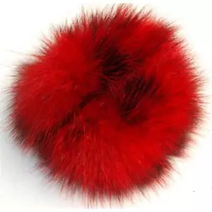Pelz Haargummi Fell Armband Scrunchie Haar Schmuck Manschette Opossum RotSchwarz - Bild 1 von 2