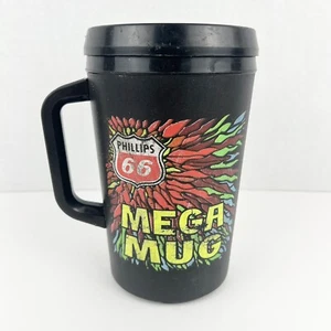 Rare Vintage Phillips 66 Black Aladdin Mega Mug 34 oz Insulated Travel Cup - Picture 1 of 11
