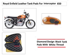 Royal Enfield "TANK KNEE PAD With White Thread Interceptor 650 Diamond style" - Picture 1 of 11
