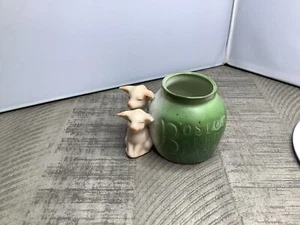 Antique Double Pink Pig German Porcelain Figure Boston Baked Beans Pot #4 - Picture 1 of 12