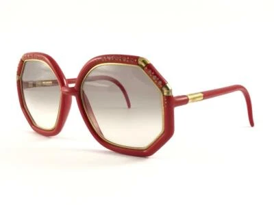 GAFAS DE SOL VINTAGE TED LAPIDUS VIBRANTES ROJAS Y DORADAS DE GRAN TAMAÑO 1970 FRANCIA Foto 1 de 4