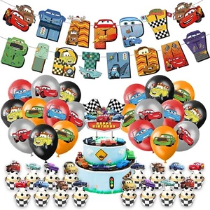 Disney Cars Theme Birthday Party Supplies Set Balloons Banner Cake Toppers - Picture 1 of 5